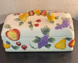 Painted Ceramic Rectangular Box with Lid