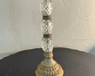 Crystal and Stone Candle Stand with Ornate Base