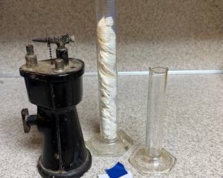 Hanau Alcohol Torch & Graduated Cylinders