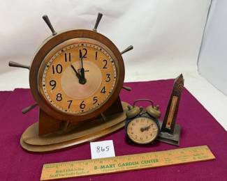 Sessions Clock (does make a ticking sound) & Tradition Clock- West Germany, Washington Monument Thermometer