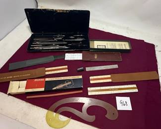 Vintage Drafting Set, Slide Rule, and More