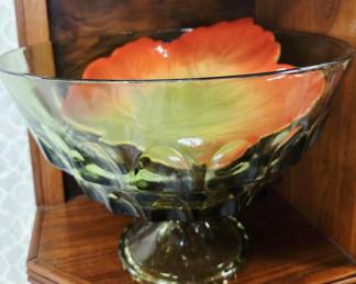 Green glass bowl 