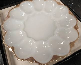 Milk Glass Egg Plate with Original Box