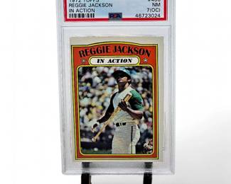 1972 Topps #436 Reggie Jackson In Action PSA 7 OC