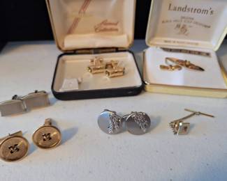 Cuff Links, Tie Pin And Black Hills Gold Tie Clip