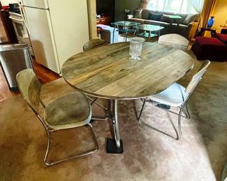 Vintage Modern Table with Matching chrome legged chairs