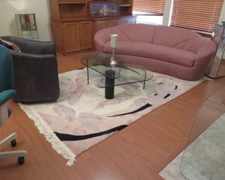 Swivel chair, postmodern glass teardrop table