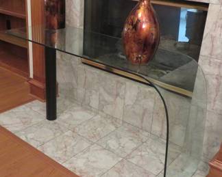 Postmodern waterfall glass console table