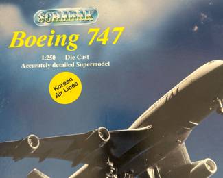 Schabak die-cast model of a Boeing 747 in Korean Air Lines livery