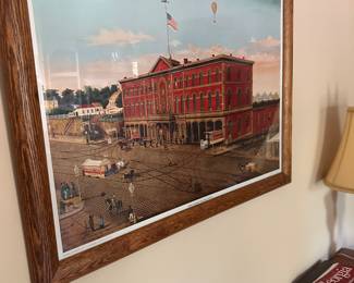 Framed print of "The Third Avenue Railroad Depot," a painting by William H. Schenck 