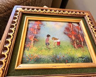 vintage enamel on copper painting by Louis Cardin