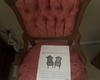 Two Eastlake/Victorian Side Chairs with brass casters on the legs, circa 1880. (Chair 2 of 2)