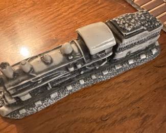 "Trains Gone By" Georgia Marble figurine of a Norfolk & Western Railroad steam locomotive