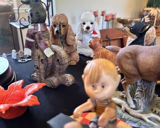 Collection of porcelain dogs, various animal decor, 