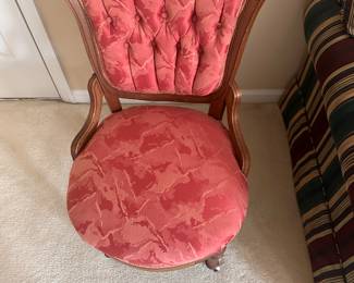 Two Eastlake/Victorian Side Chairs with brass casters on the legs, circa 1880. (Chair 1 of 2)
