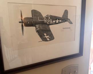 Vought F4U Corsair print (a prominent American naval fighter aircraft from World War II and the Korean War)
