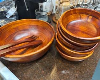 Wood Salad Bowls Set