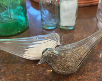 Blown Glass Bird Salt & Pepper Shakers