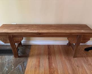 Solid Wood Carved Bench