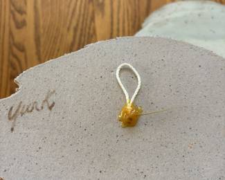 Set of 5 White Pottery Fishes Signed by Artist York