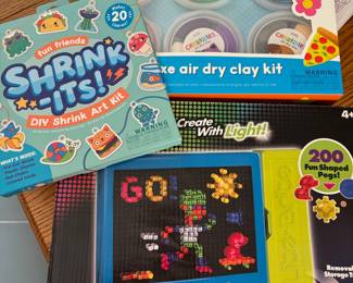 OOLY Creatibles Deluxe Air Dry Clay Kit, OOLY Shrink Its! Shrink Art Fun Kit, Hasbro Lite-Brite Magic Screen