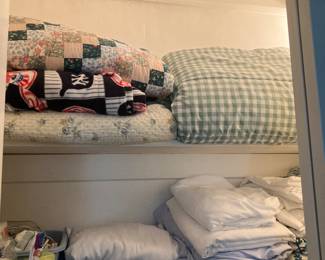 Quilts sheets and towels