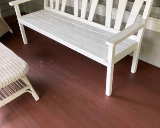 White porch bench