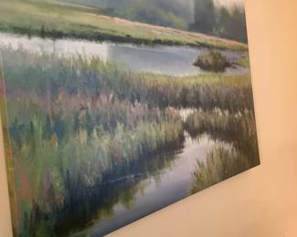 Landscape painting of a marsh/river scene