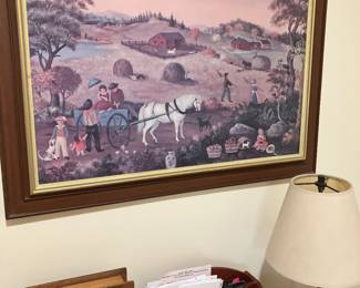 Prints, Bible ,and lamp