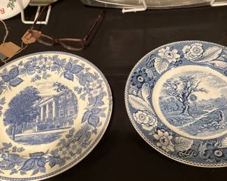Wedgewood plates, a commemorative plate from tufts university and woods and son