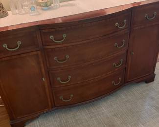 Vintage mahogany bow front sideboard buffet mid-century it has brass pulls
