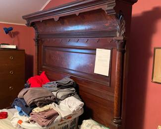 Inlaid Victorian double bed.
