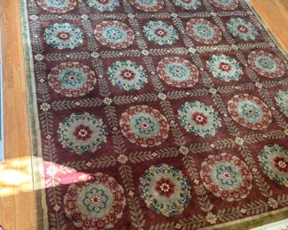 Handwoven Aubusson Style wool rug 11'8 x 8'11