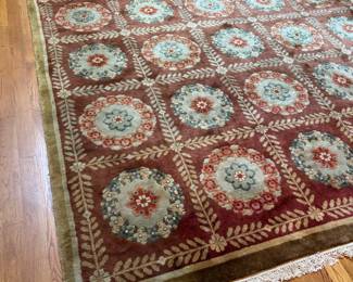 Handwoven  Aubusson Style wool rug 11'8 x 8'11