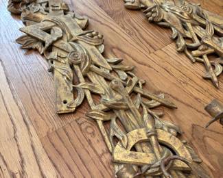 Pair Italian Gilded Carved Wooden Candle Sconces