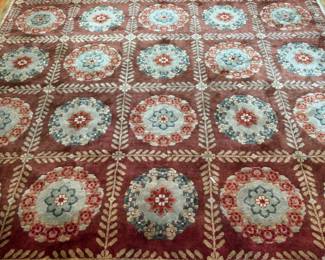Handwoven  Aubusson Style  wool rug 11'8 x 8'11