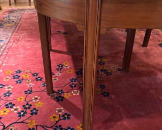 Incredible Antique English Mahogany Banquet Dining Table | Dimensions 65"x45", includes two leaves 22.5" each, Length fully extended 110.5"