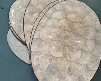 1970s Capiz Shell & Brass edged Placemats 