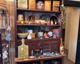 Vintage kitchen items and collectible Pyrex and Corning throughout the store and a whole kitchen room upstairs