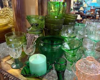 uranium glass, pink glass, all the glass especially in this section