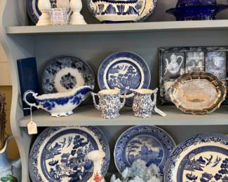 lots of blue and white pieces