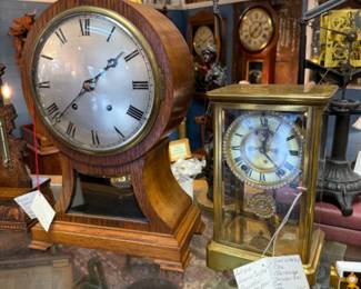 Many beautiful time pieces, all restored by a generational clocksmith.