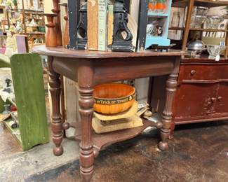 Antique Solid wood  Side Table with rounded ends 