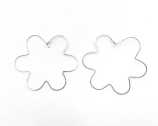 925 Sterling Silver Plated Flower Hoop Earrings