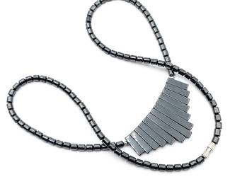 Vintage Hematite Necklace w/ Graduated Bars