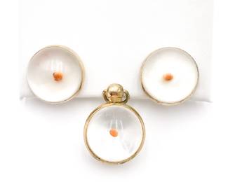 Vintage Coro Mustard Seed Pendant & Earring Set