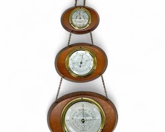 Swift Mid-Century Triple-Tier Barometer/Weather Instrument