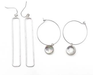 Sterling Silver Plated Hoop & Drop Earrings Set