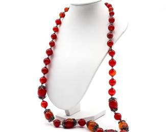 Carnelian Necklace in 925 Sterling Silver