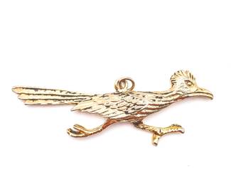 Vintage Gold Tone Roadrunner Pendant Necklace
